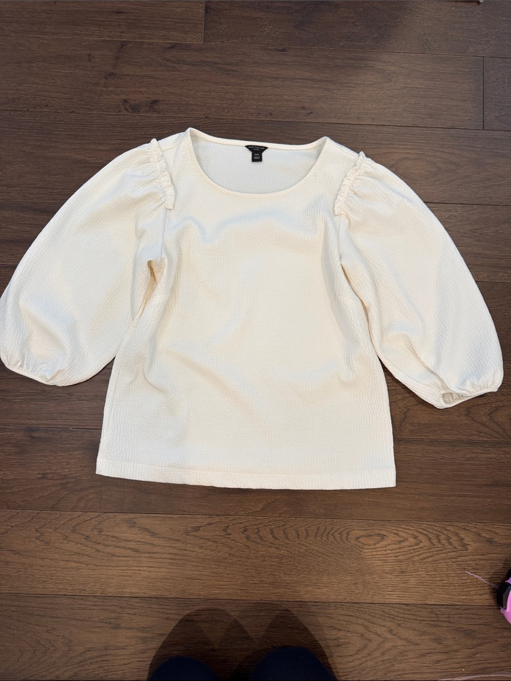 Ann Taylor Cream Puff-Sleeve Blouse Size XXS Petite - C75-008